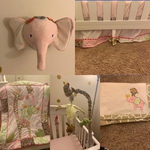 Jungle theme baby girl nursery room set